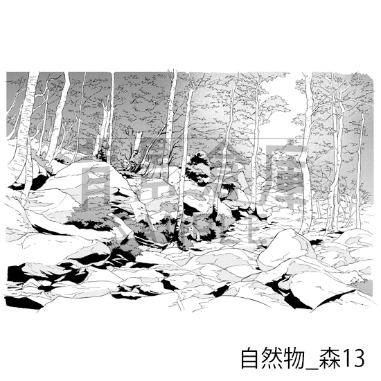 【トーンつき背景】自然物_背景素材集9(森)