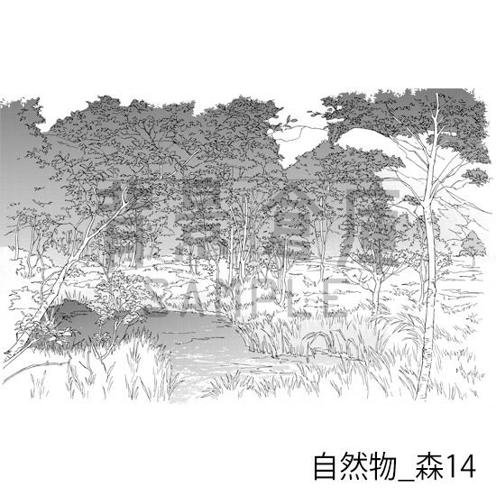 【トーンつき背景】自然物_背景素材集9(森)