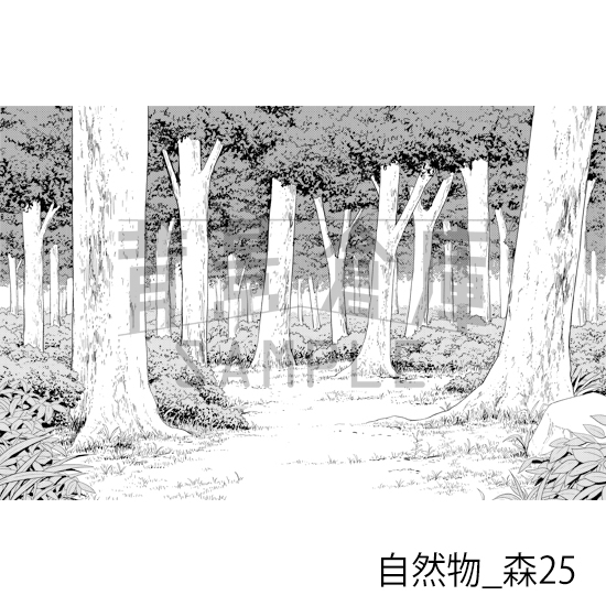 【トーンつき背景】自然物_背景素材集12(森)