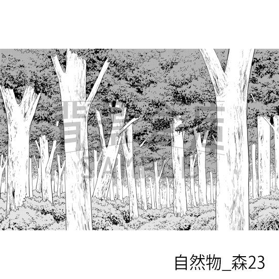 【トーンつき背景】自然物_背景素材集12(森)