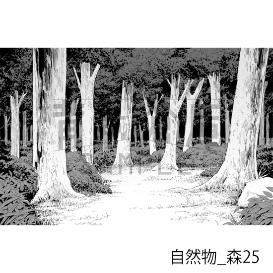 【トーンつき背景】自然物_背景素材集12(森)
