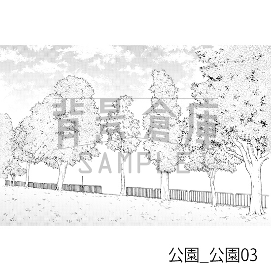 【トーンつき背景】公園_背景素材集1(公園)