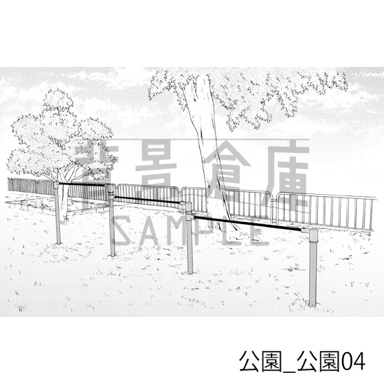 【トーンつき背景】公園_背景素材集1(公園)