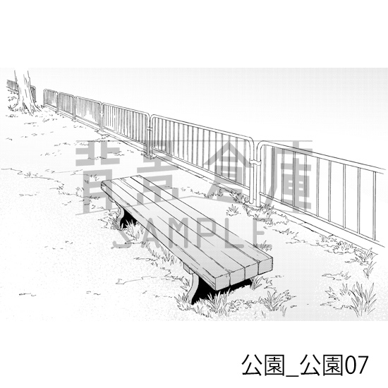 【トーンつき背景】公園_背景素材集1(公園)