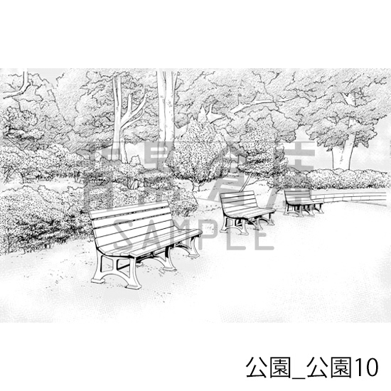 【トーンつき背景】公園_背景素材集2(公園)