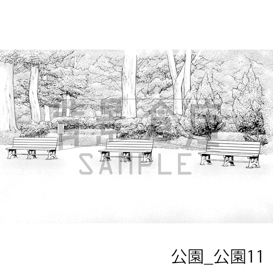 【トーンつき背景】公園_背景素材集2(公園)