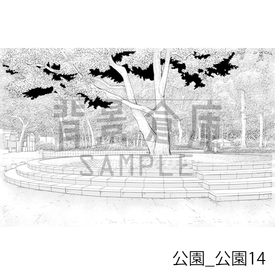 【トーンつき背景】公園_背景素材集2(公園)