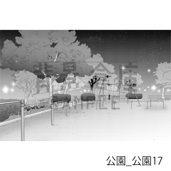 【トーンつき背景】公園_背景素材集3(公園)