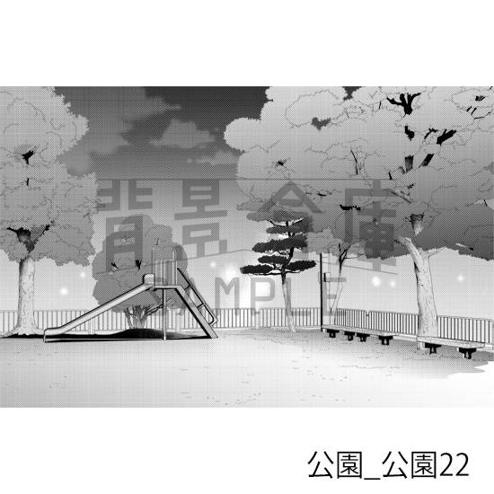 【トーンつき背景】公園_背景素材集3(公園)