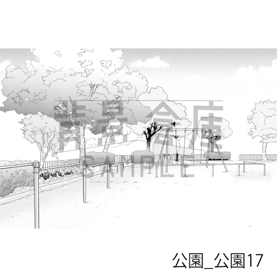 【トーンつき背景】公園_背景素材集3(公園)