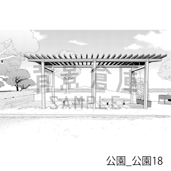 【トーンつき背景】公園_背景素材集3(公園)