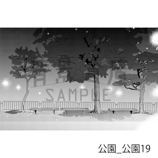 【トーンつき背景】公園_背景素材集3(公園)