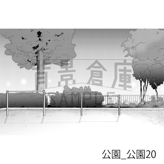 【トーンつき背景】公園_背景素材集3(公園)