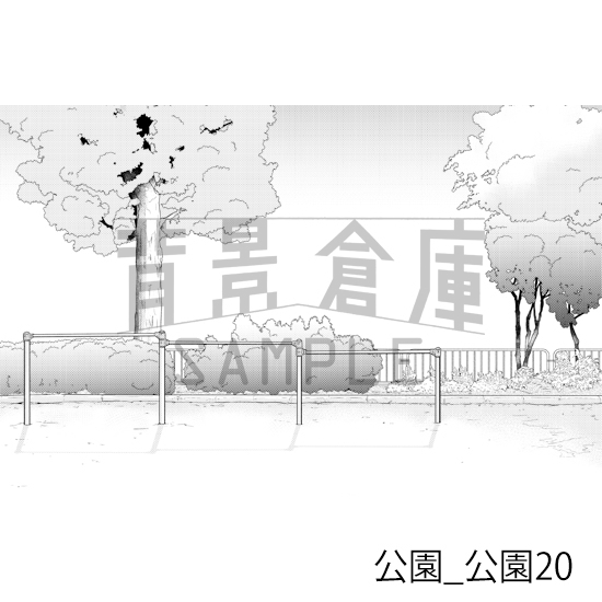 【トーンつき背景】公園_背景素材集3(公園)