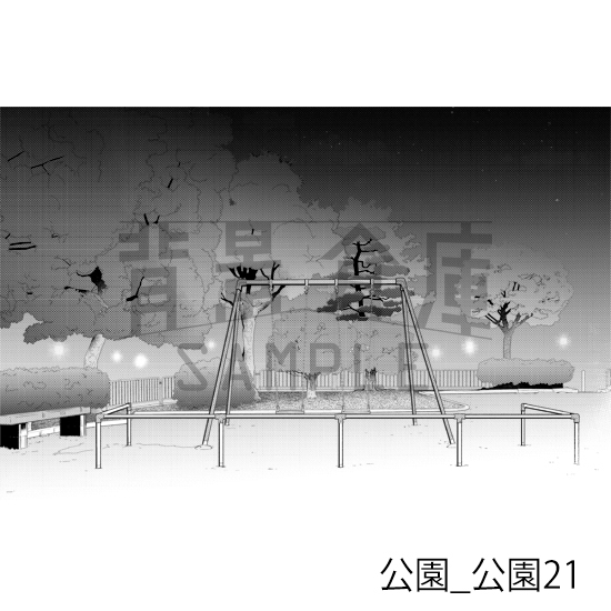 【トーンつき背景】公園_背景素材集3(公園)