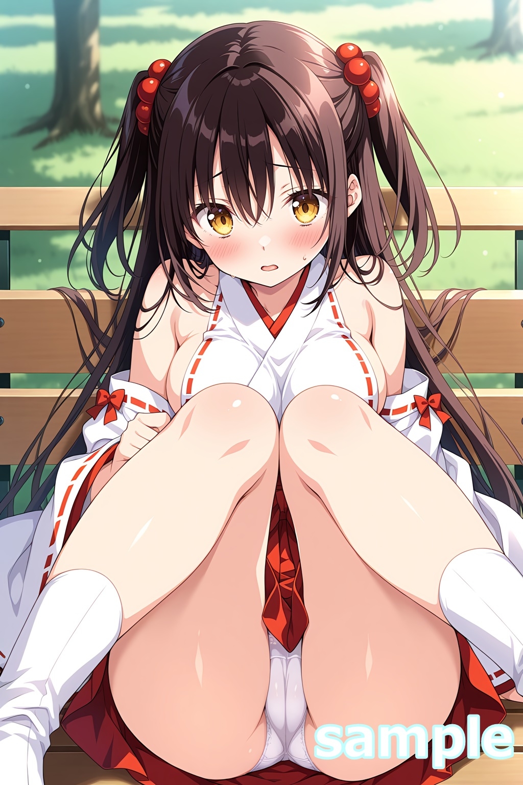 おパンツ拝見イラスト集 ミニスカ巫女さん編_1