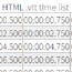 HTML .vtt time list