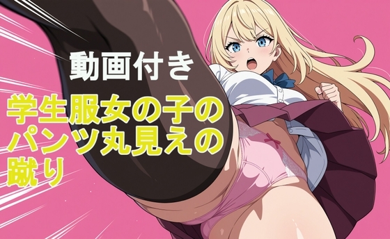 【動画付き】学生服女の子のパンツ丸見えの蹴り