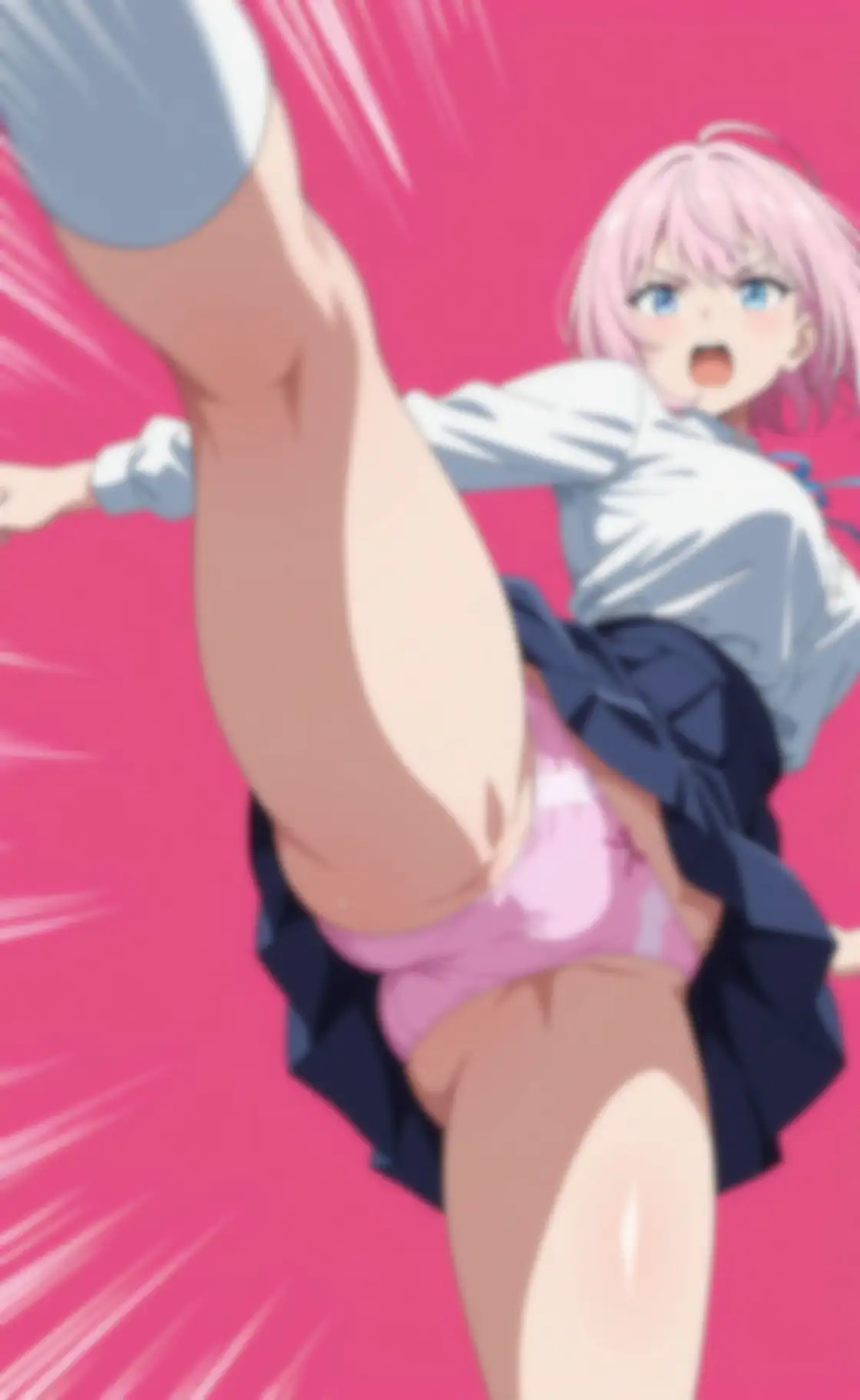 【動画付き】学生服女の子のパンツ丸見えの蹴り サンプル画像 6