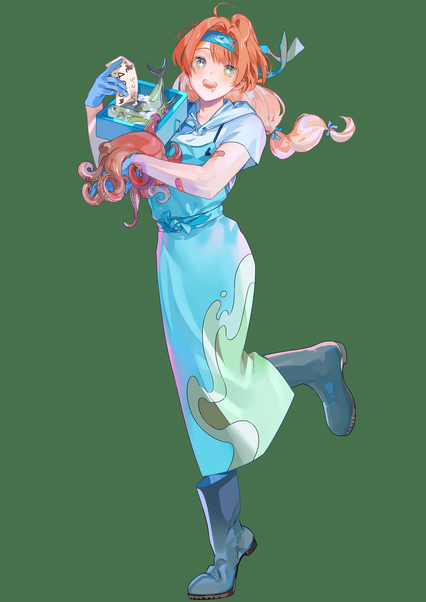 【立ち絵素材】仕事_魚屋_女性_かわいい系_差分有り