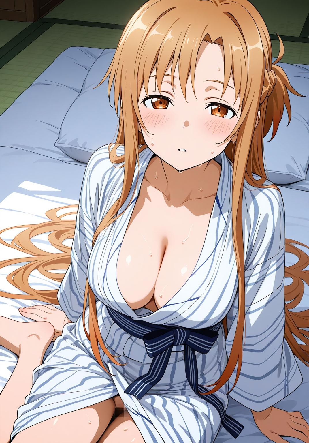 親友に抱かれた、浴衣のアスナ1