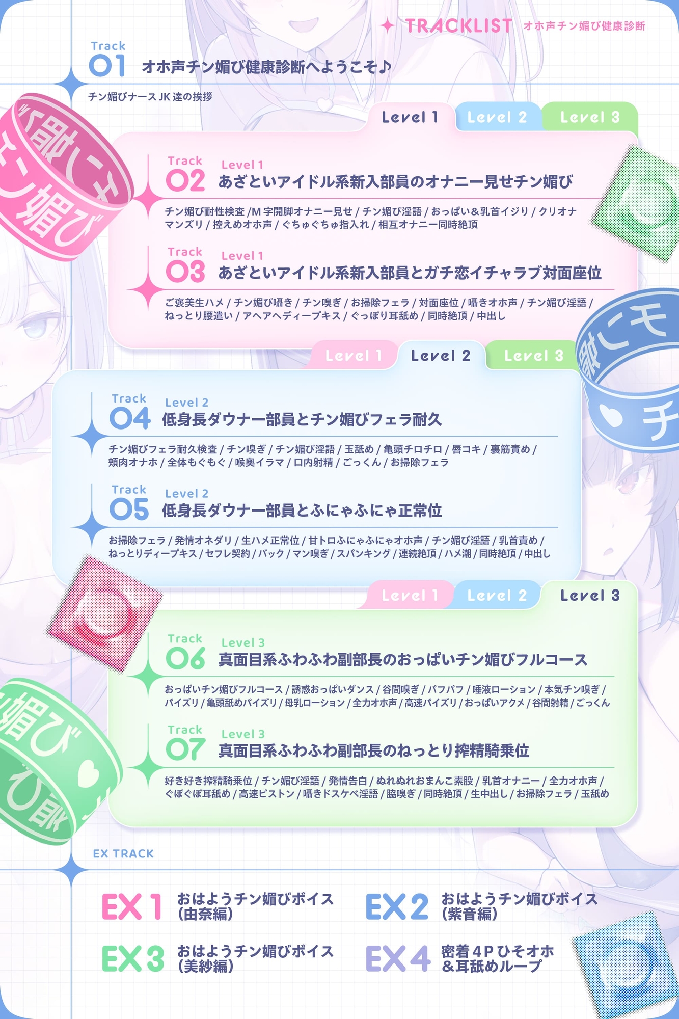 【囁き&甘トロ&全力♡オホ声3種収録♡】オホ声チン媚び健康診断～ちんぽ大好きJK集合！ レベル別チン媚び適性診断♪「私達でおちんぽ健康にしていきましょうね♡」 画像4