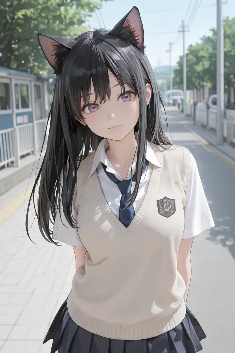 猫耳JKの通学路 サンプル画像 2