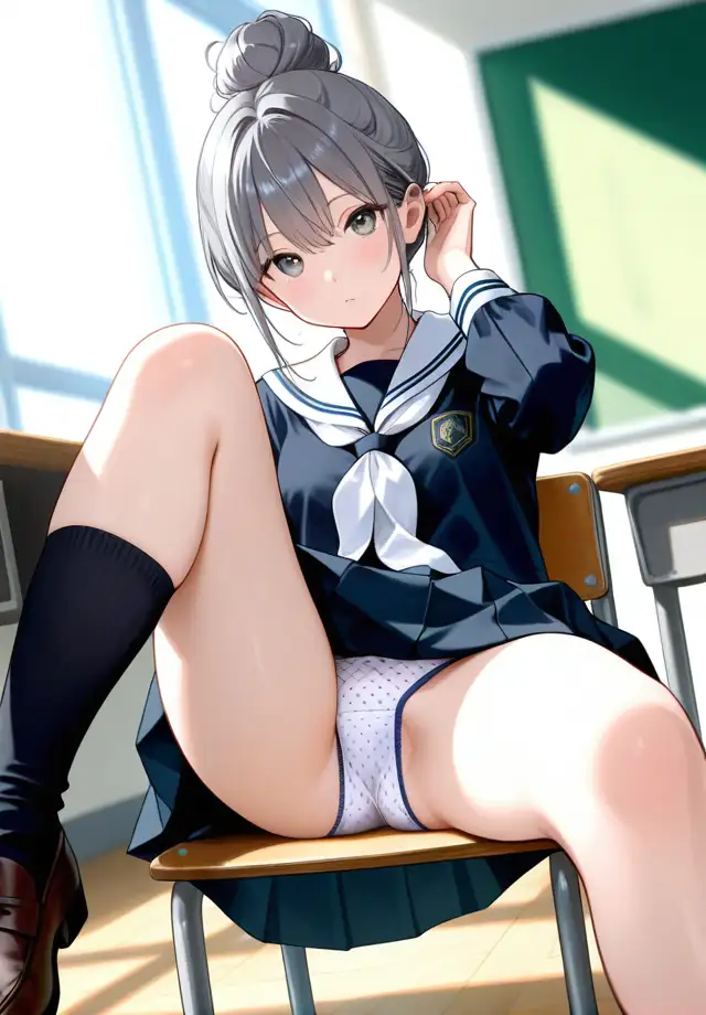 クラスの女子は椅子の座り方が横着過ぎる サンプル画像 2