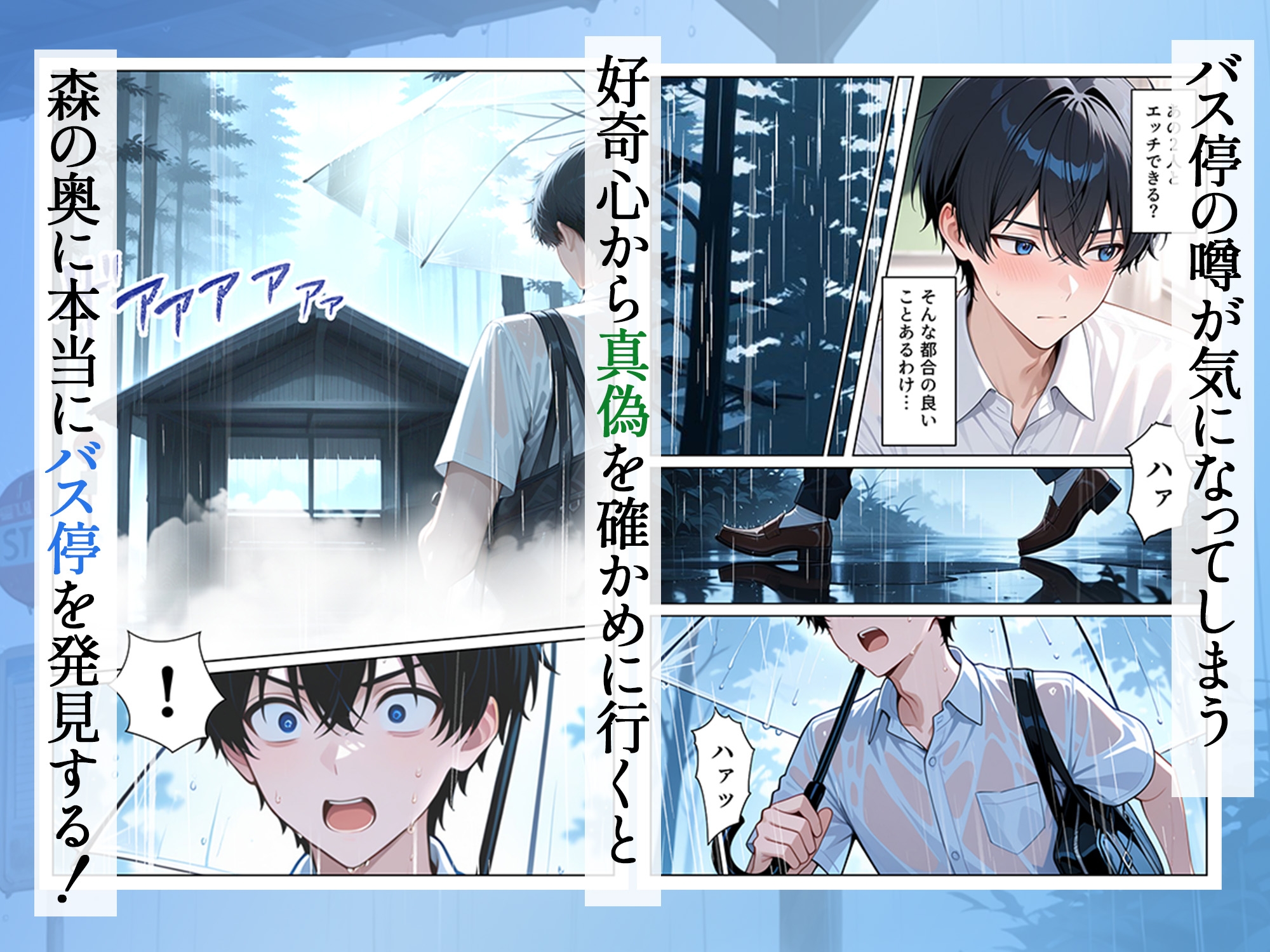 雨宿りのバス停で学園美女と濡れ透けSEXした話 3ページ