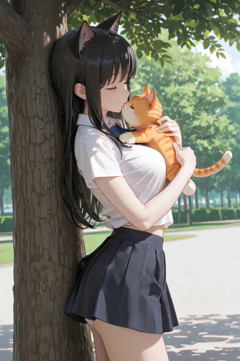 猫耳JKと木の下で サンプル画像 2