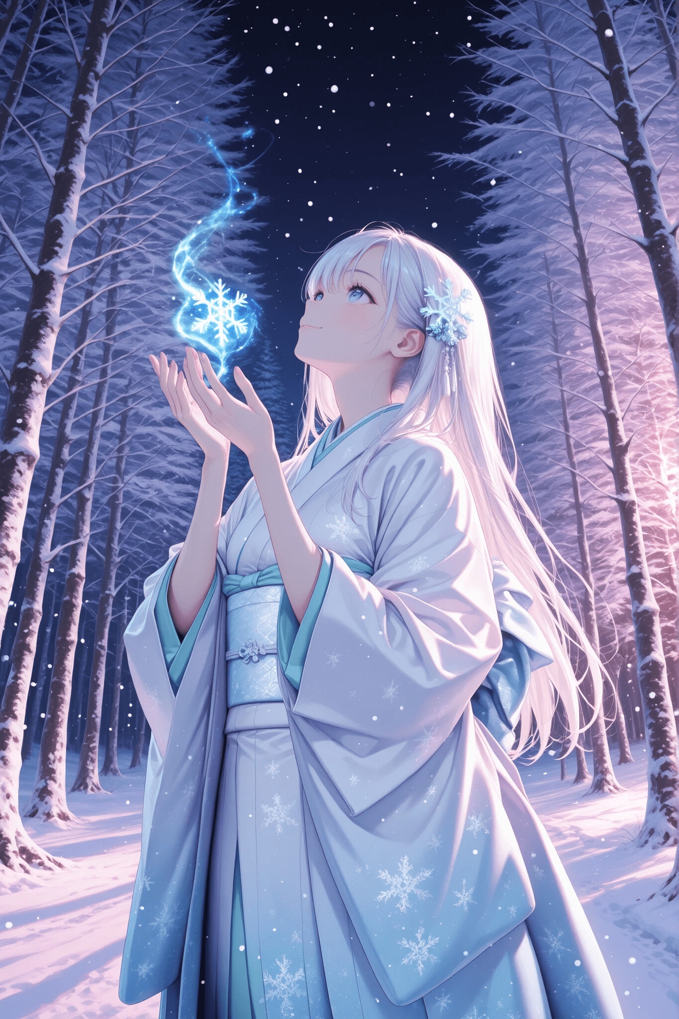 【WJS】同人CG・AI『和服姿の美しい雪女と着たままえっち！雪山が溶けるほどえっちしたい！』9