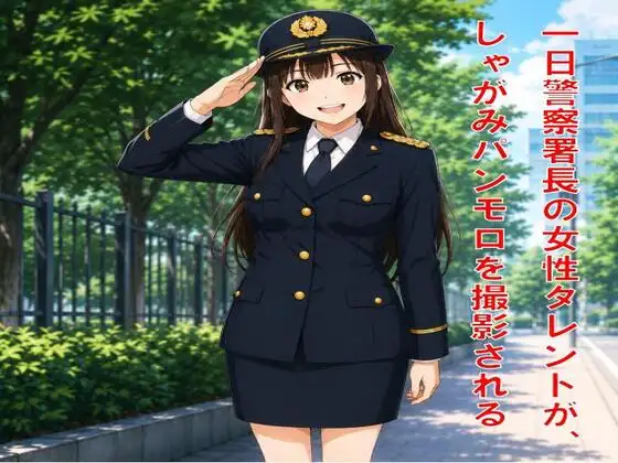 一日警察署長の女性タレントが、しゃがみパンモロを撮影される
