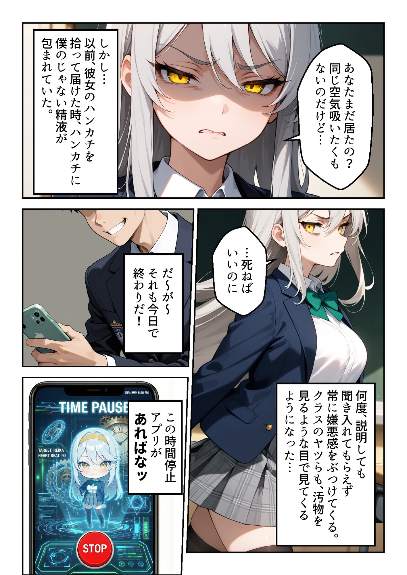 時間停止「汚物を見る目」で俺を蔑んだ生徒会長を10分間限定で性処理オナホに。 サンプル 2/8