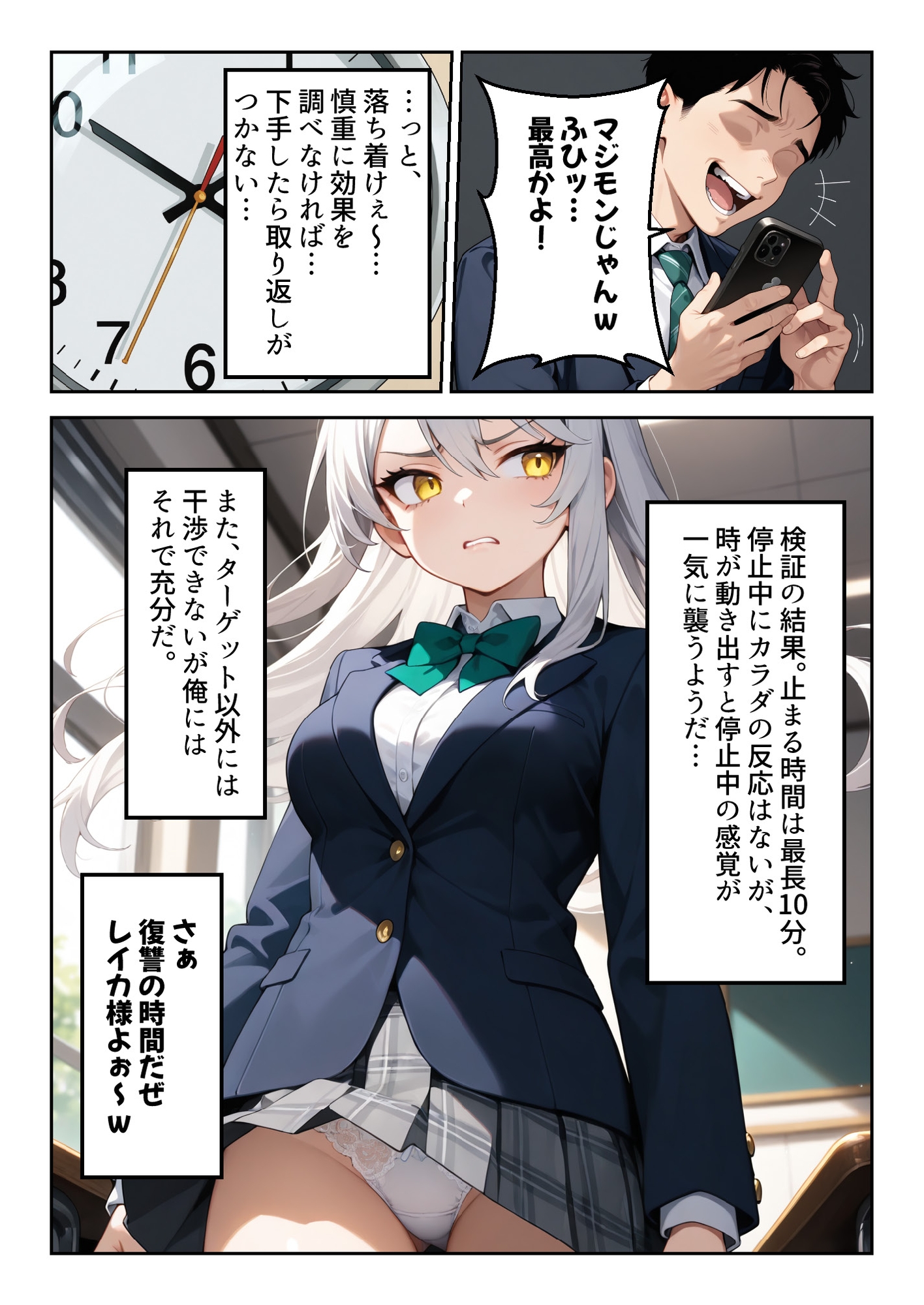 時間停止「汚物を見る目」で俺を蔑んだ生徒会長を10分間限定で性処理オナホに。 サンプル 3/8