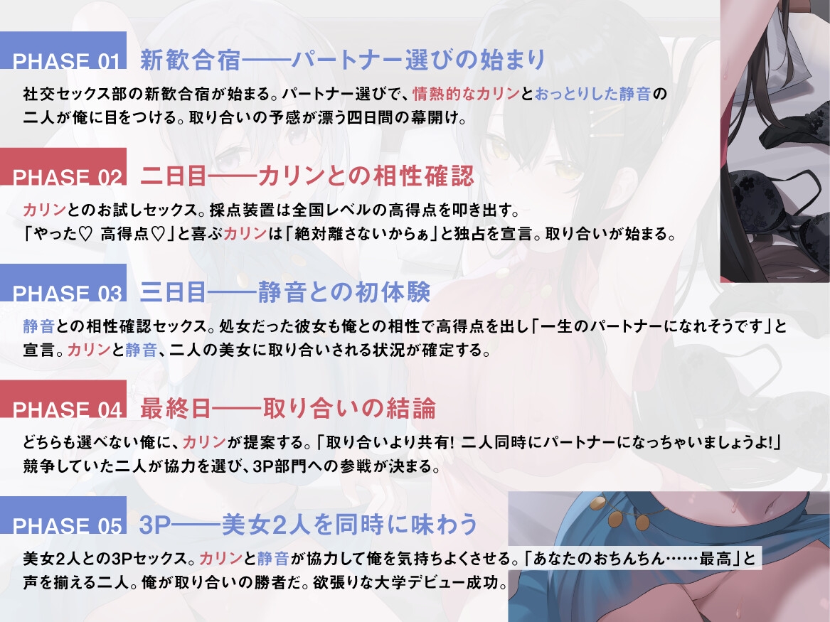 社交セックス部~パートナー選びの新歓合宿で美女2人に取り合いされる~ 画像3