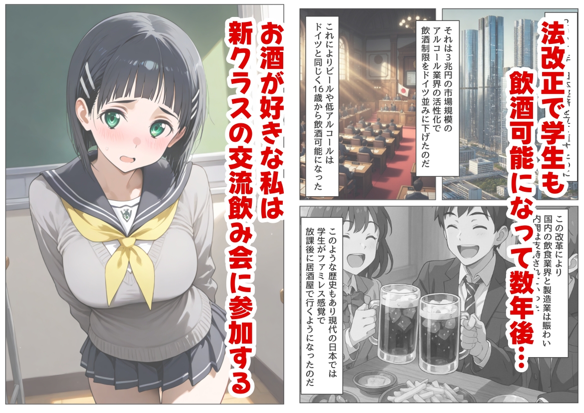 学生も飲酒が可能になったけど毎回、酔ってお持ち帰りされる【桐ヶ●直葉】のHな話 サンプル 1/10