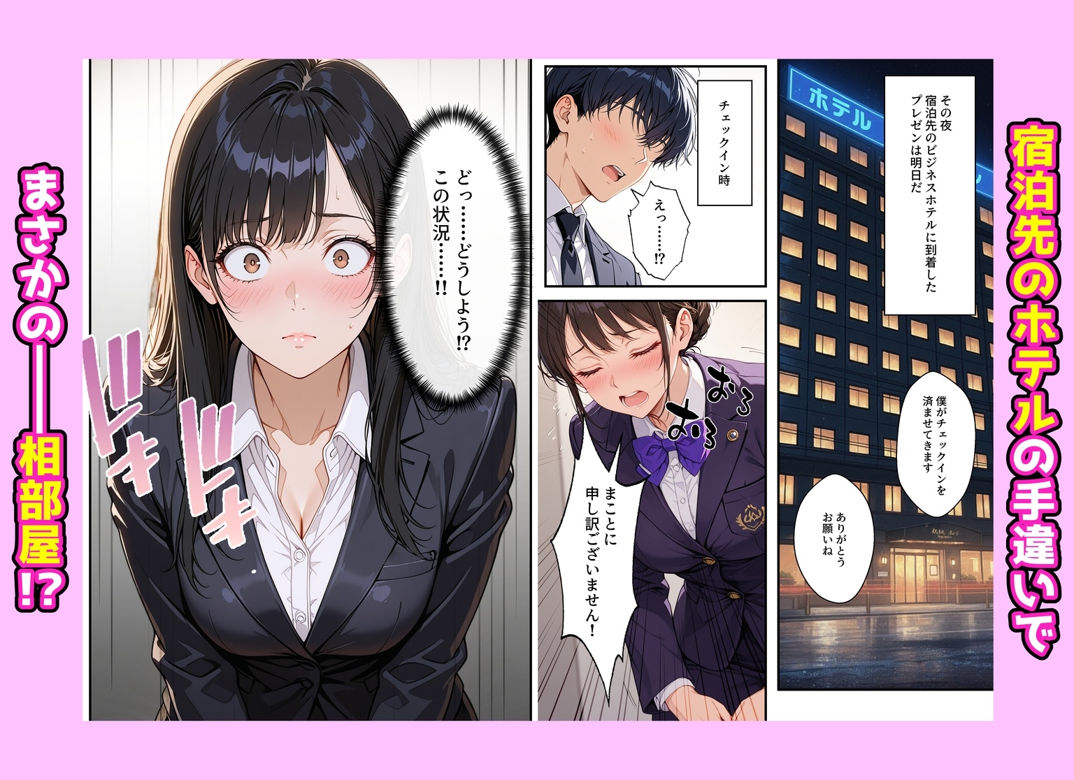 憧れの先輩との出張で相部屋になったので、エッチすることになった話 サンプル 2/10