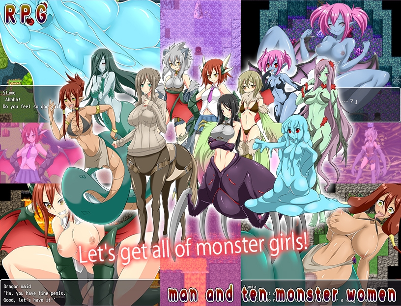 A man and ten monster women