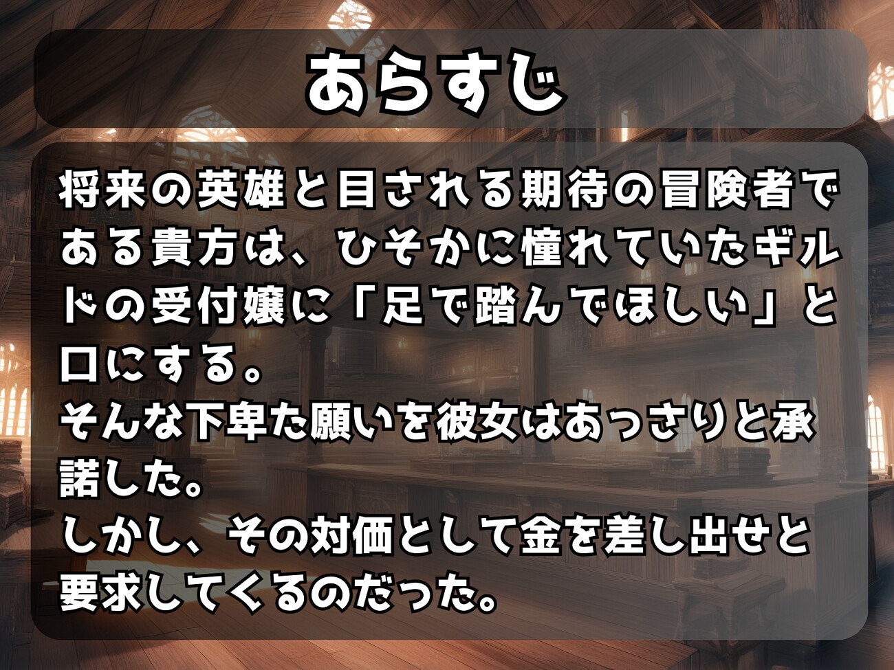 ギルドの受付嬢に「踏んでほしい」とお願いしたら、精液とお金を搾り取られた話 画像1