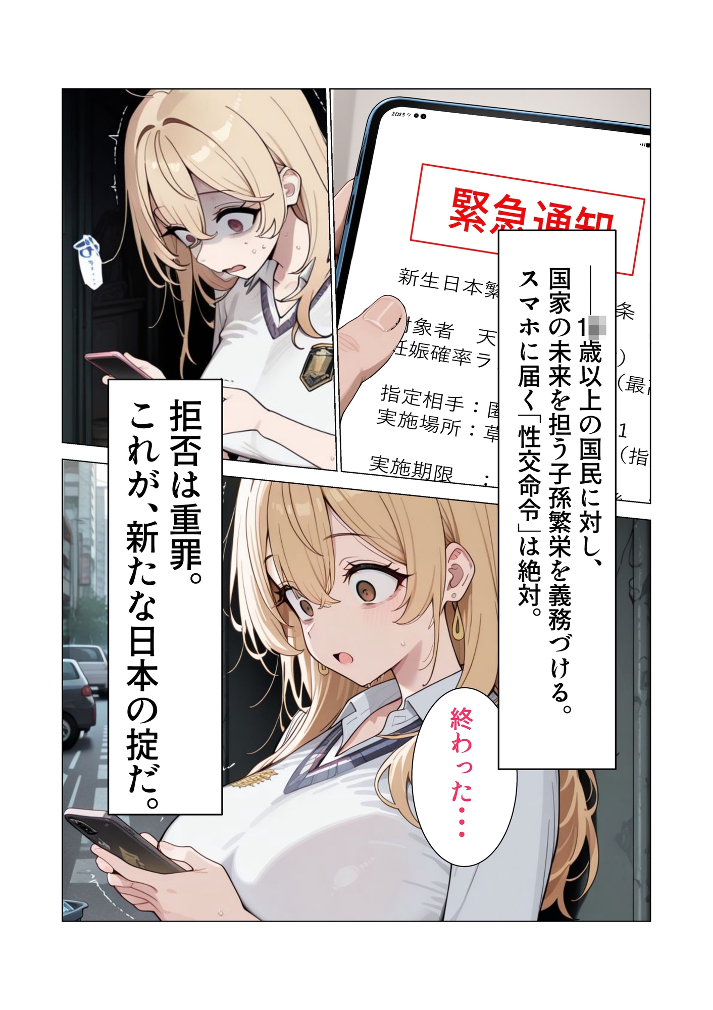 【AIイラスト・漫画集】スマホに届いた性交命令〜ゴミジジイ兄弟の種で子宮パンパン サンプル 2/10