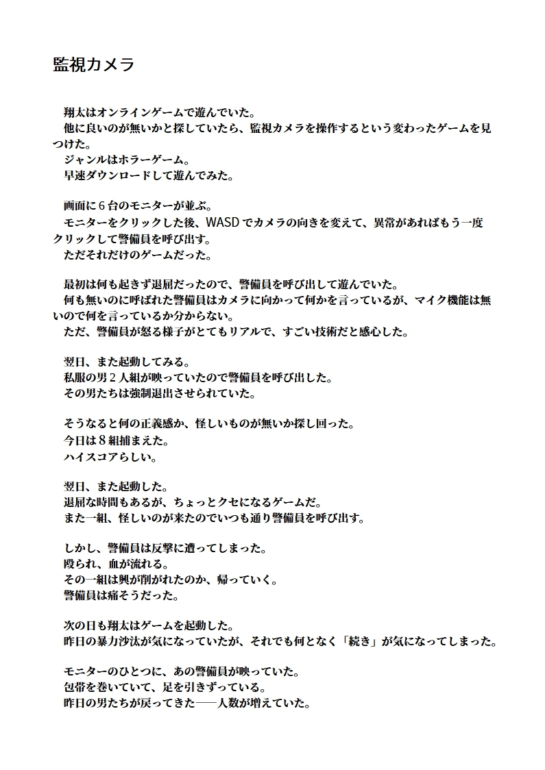 ホラー短編集 Vol.2 監視カメラ サンプル1