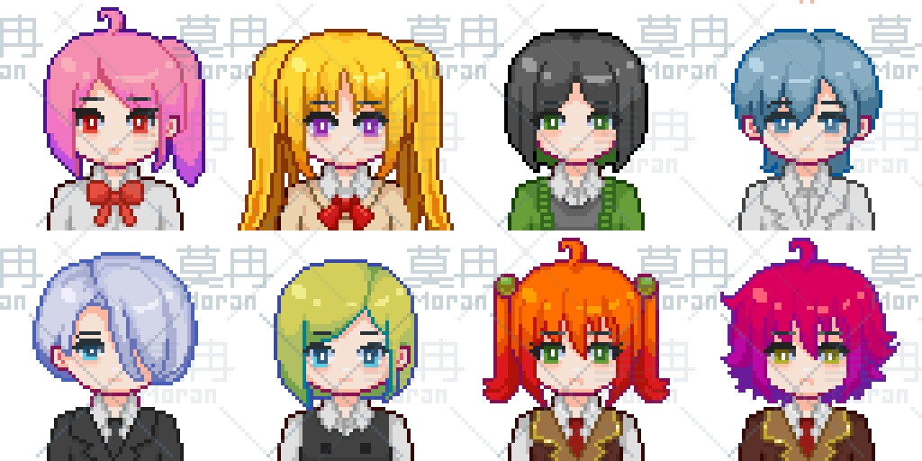 和風漫画学校キャラクターウォークアセット サンプル1