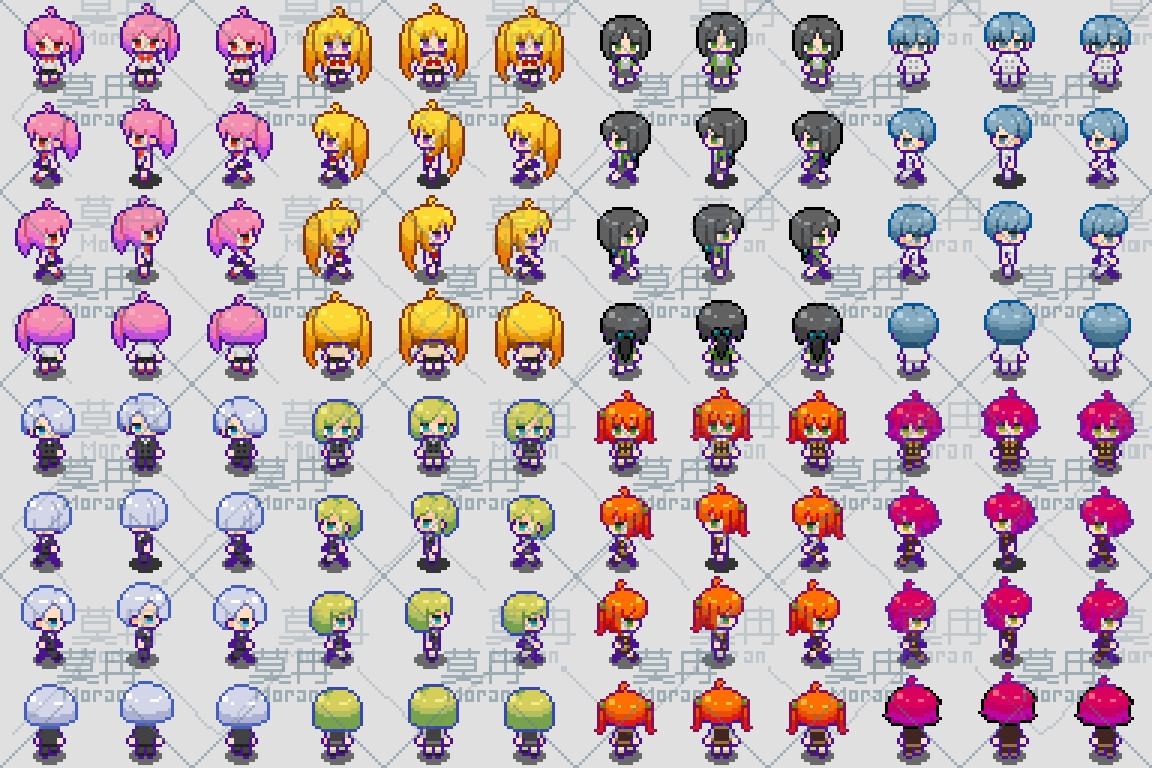 和風漫画学校キャラクターウォークアセット サンプル2