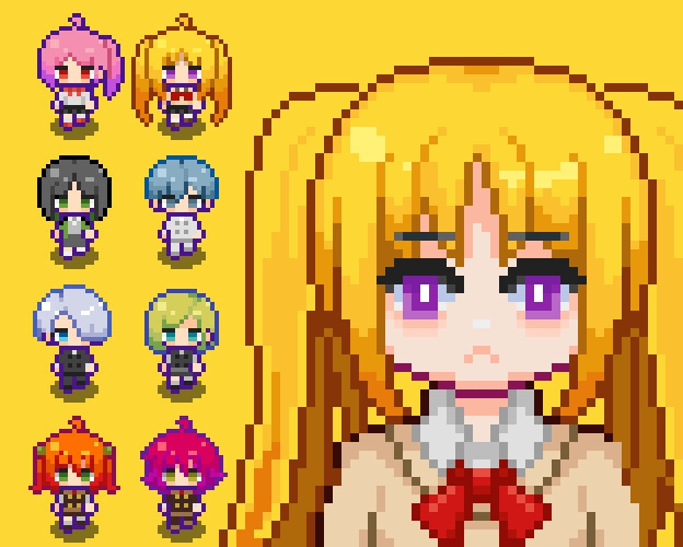 和風漫画学校キャラクターウォークアセット サンプル4