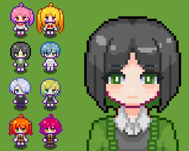 和風漫画学校キャラクターウォークアセット サンプル5