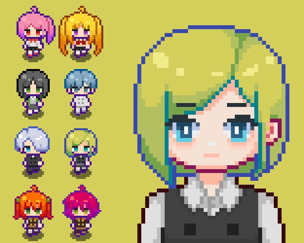 和風漫画学校キャラクターウォークアセット サンプル8