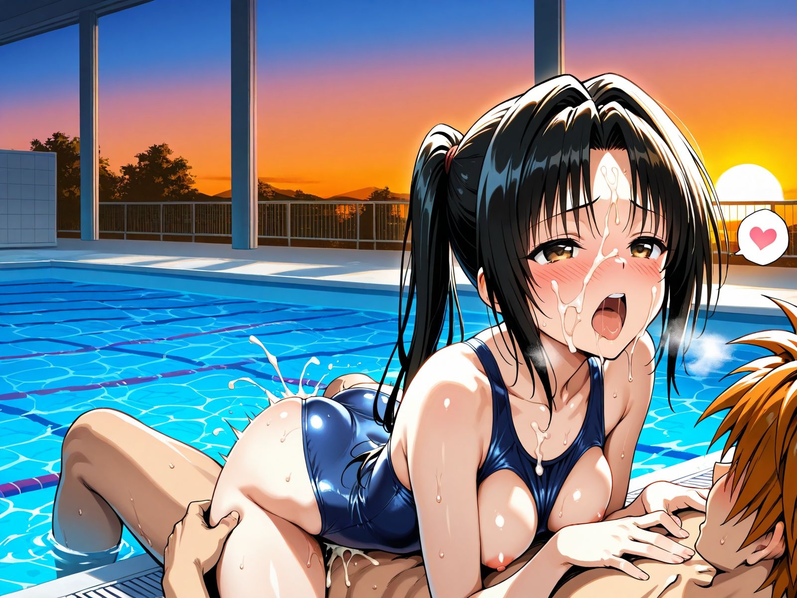 【アクシデン To LOVE】【学生服、裸、スク水】黒髪ポニテロングクーデレ先輩(実はドスケベ)先輩女学生八〇凛子ちゃんとラブラブエッチ サンプル 9/10