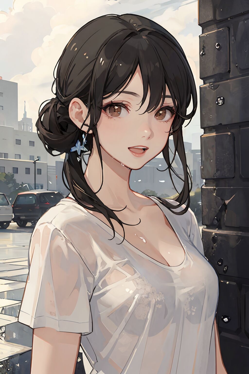 透けシャツと谷間のAIイラスト集 サンプル 1/4