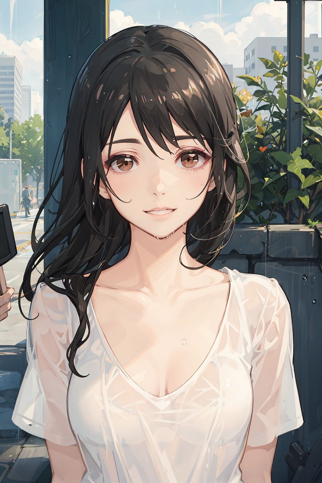 透けシャツと谷間のAIイラスト集 サンプル 2/4