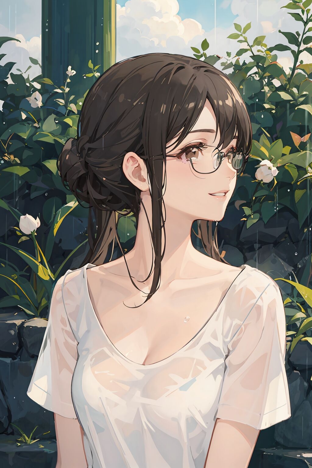 透けシャツと谷間のAIイラスト集 サンプル 3/4